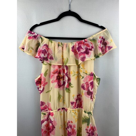 Women's Place Yellow Floral Off the Shoulder Dress Size L - Picture 2 of 8